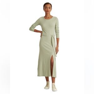 NWT Lauren Ralph Lauren Black Label Ribbed Midi Dress size Large Petite - As is